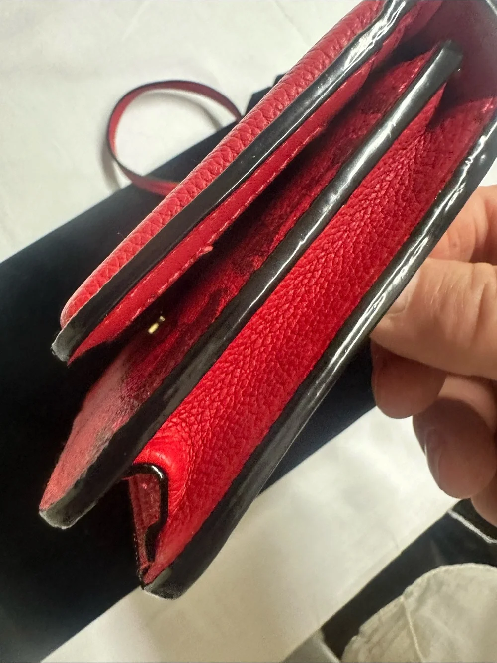 Victoria’s Secret Red Floral Leather Wristlet  Bag